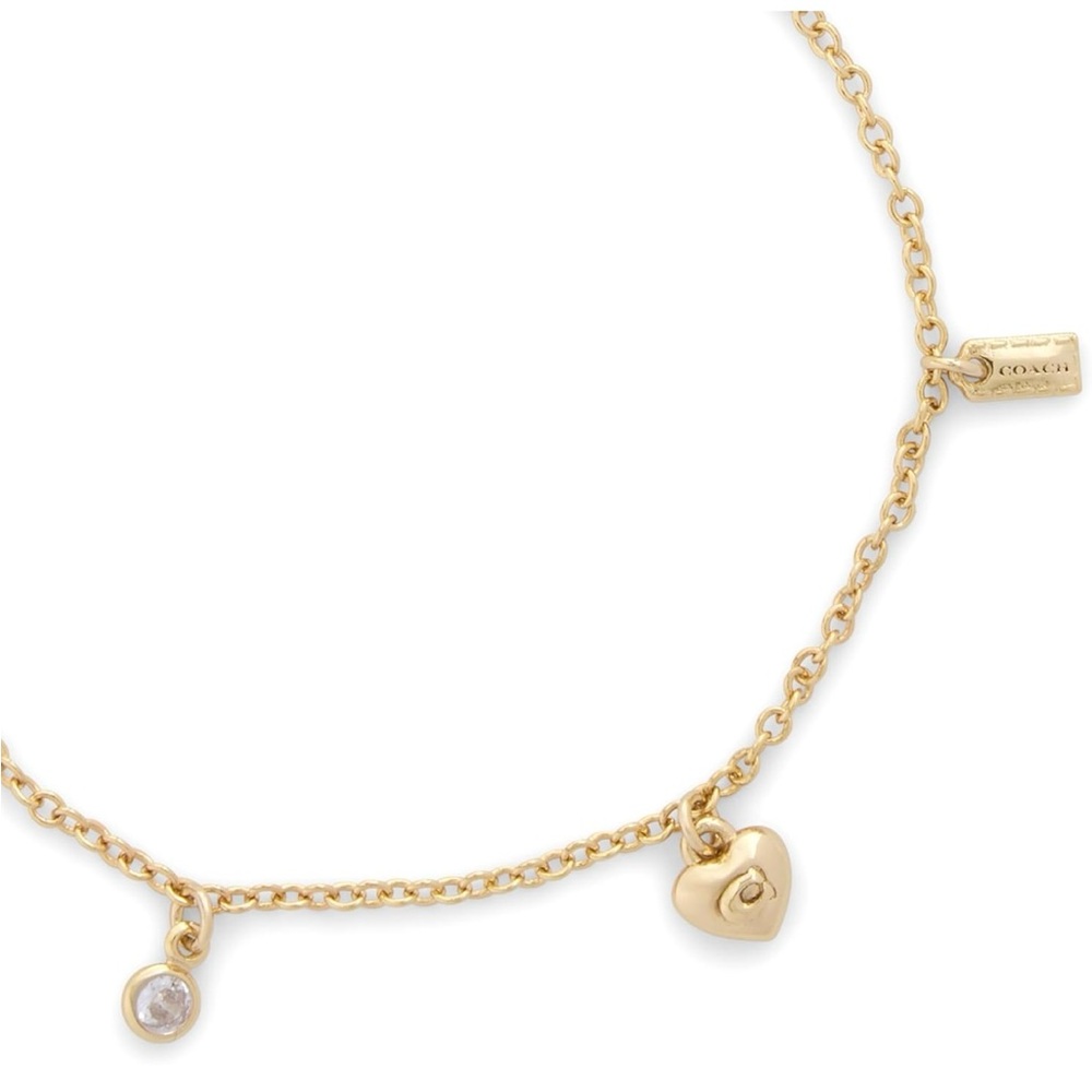 Coach Darling Gold Heart Charm Bracelet $125 RV NWT with dust bag
